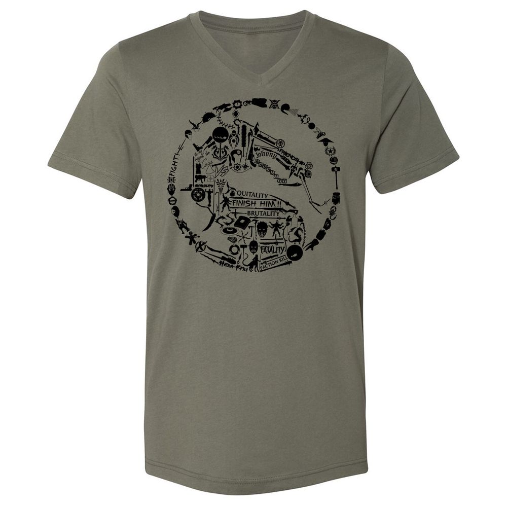 Unisex V-Neck T-Shirt - TKJLQC5X - Military Green - 10