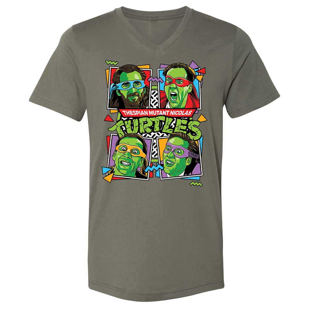 Unisex V-Neck T-Shirt - 5YAXW8UE - Military Green - 10