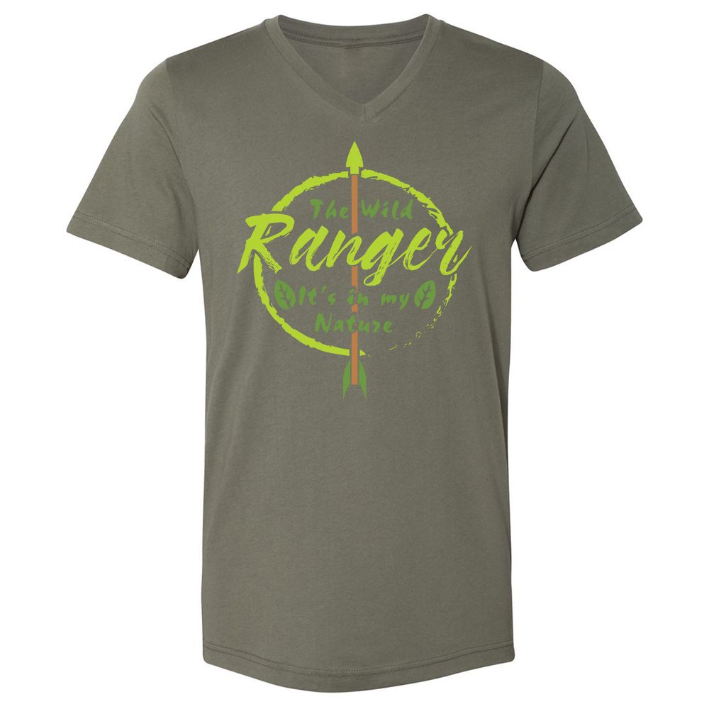 Unisex V-Neck T-Shirt - JHU3JDE3 - Military Green - 10