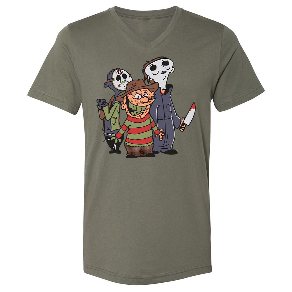 Unisex V-Neck T-Shirt - 66JE8PQM - Military Green - 10