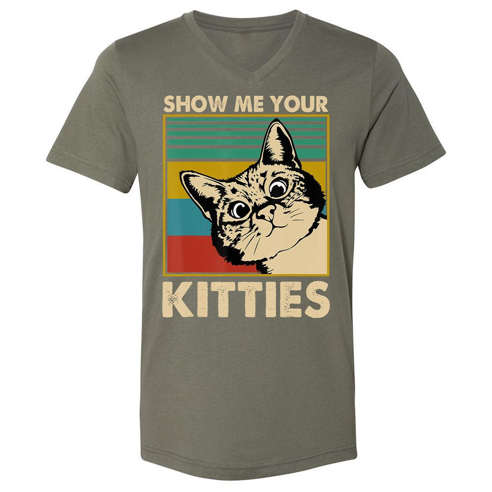 Unisex V-Neck T-Shirt - U6K3JDLX - Military Green - 10