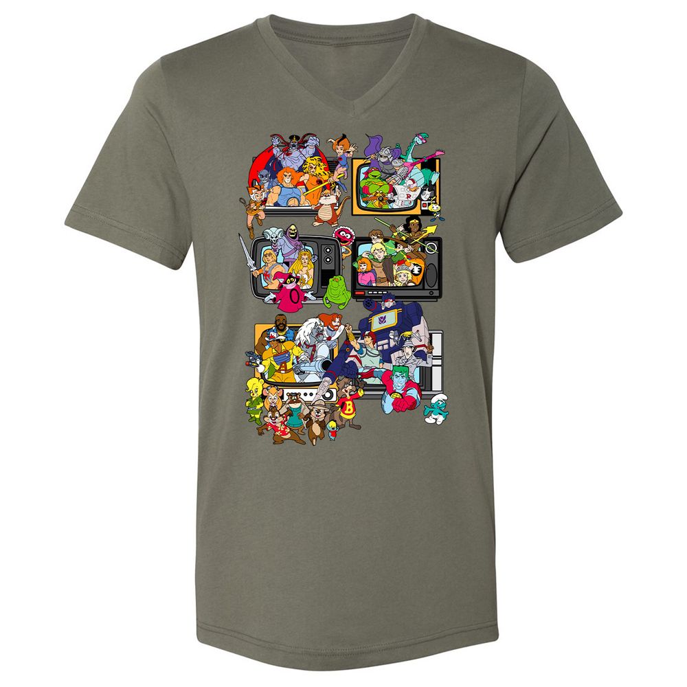 Unisex V-Neck T-Shirt - NK7KXUBF - Military Green - 10