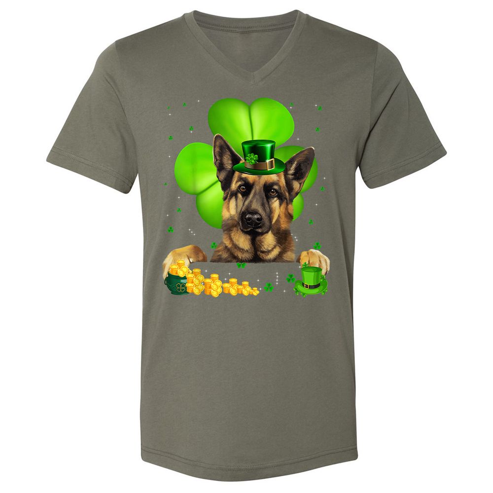 Unisex V-Neck T-Shirt - 3WDFCB4P - Military Green - 10
