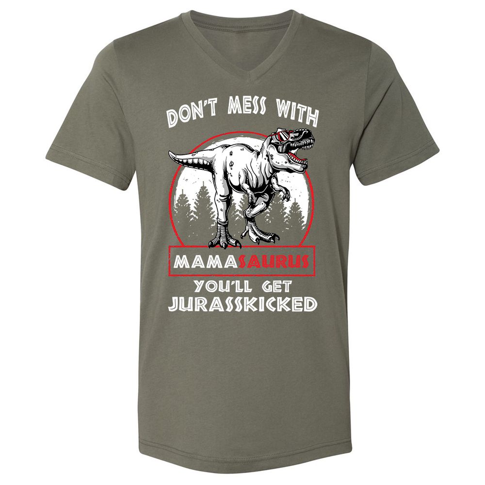 Unisex V-Neck T-Shirt - 4LGLSJLV - Military Green - 10