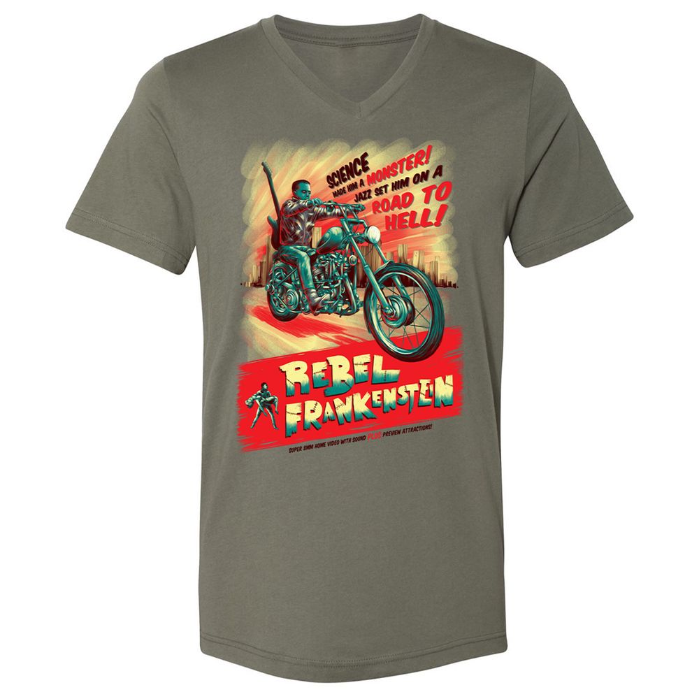 Unisex V-Neck T-Shirt - HRCUGJ5P - Military Green - 10