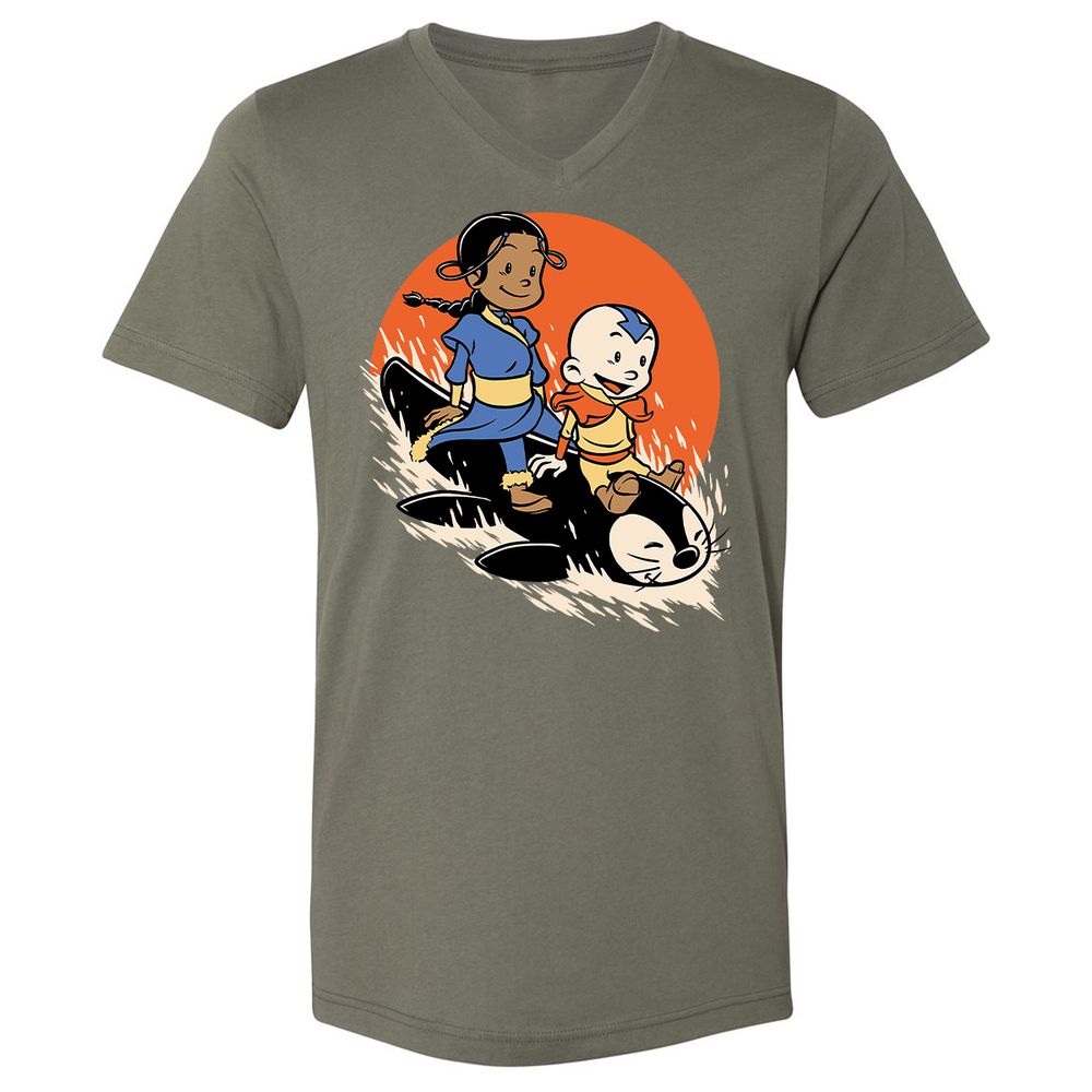 Unisex V-Neck T-Shirt - 9EGLJ1FN - Military Green - 10