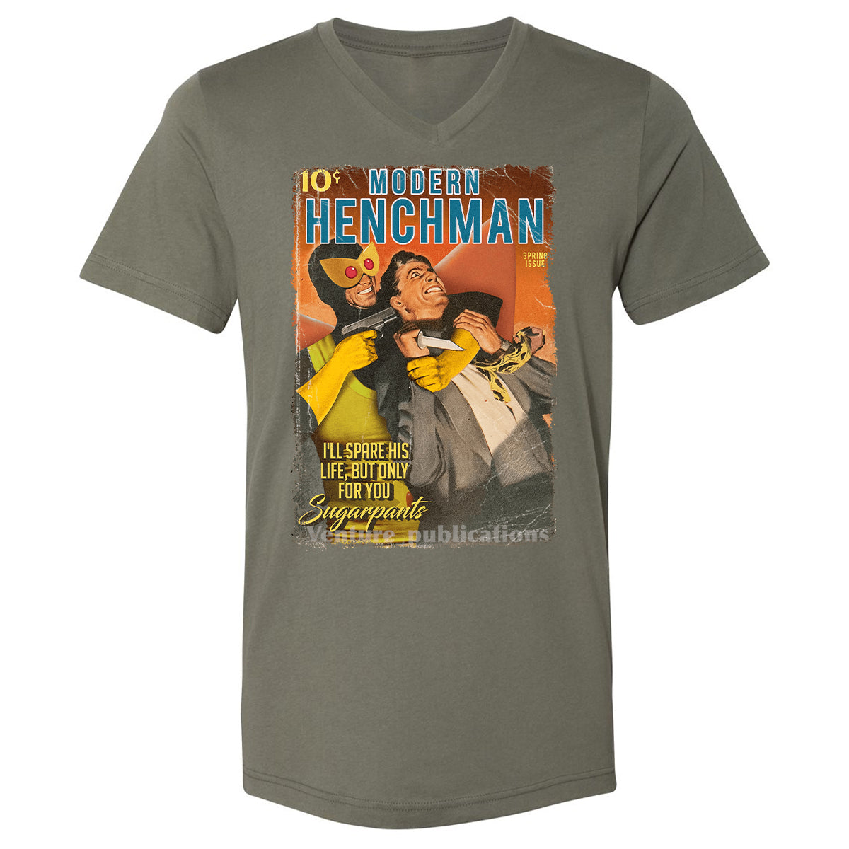 Unisex V-Neck T-Shirt - H5RFJCXN - Military Green - 10