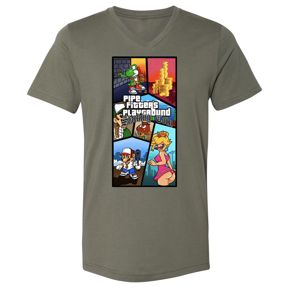 Unisex V-Neck T-Shirt - DYXCW3KN - Military Green - 10