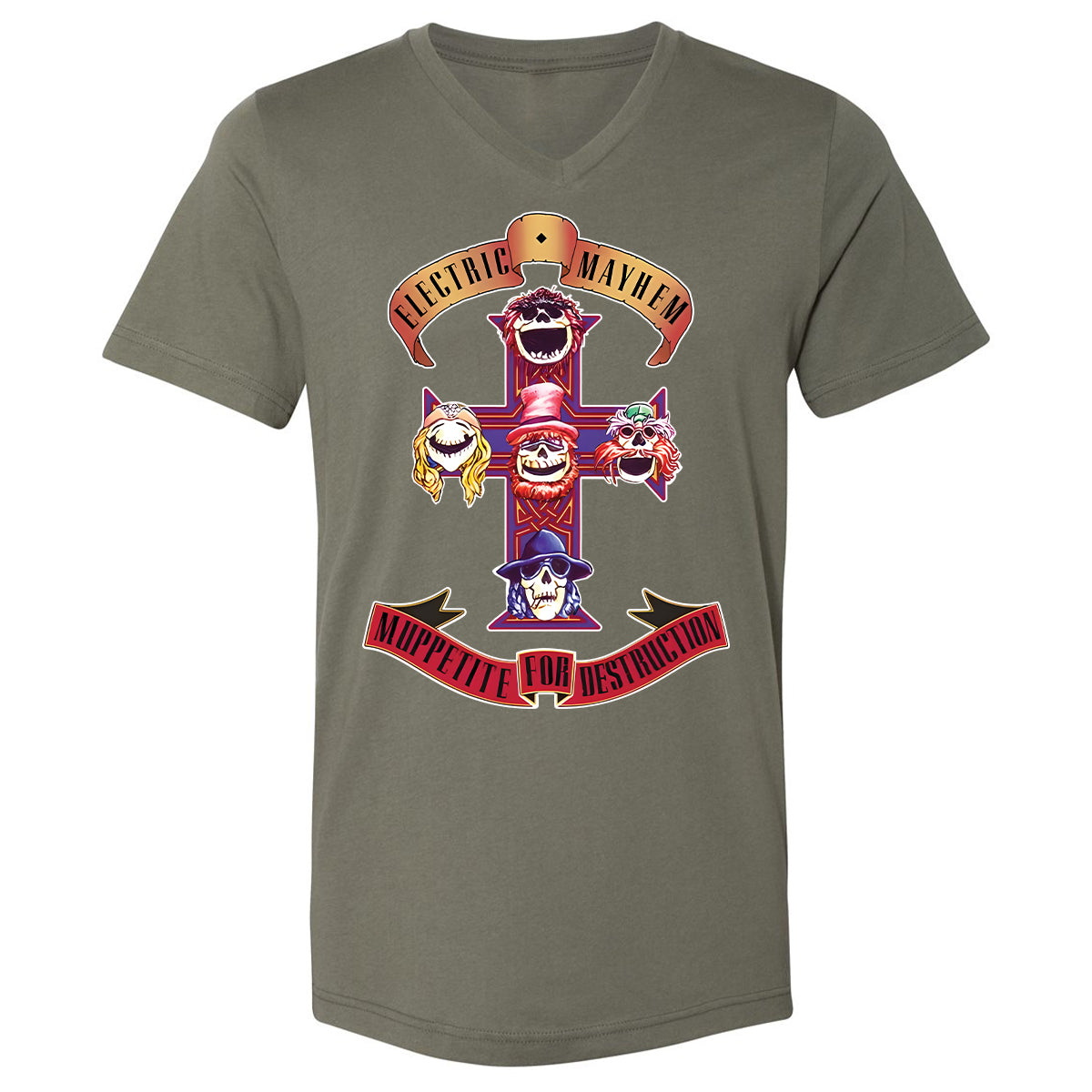 Unisex V-Neck T-Shirt - 2WQGNPEX - Military Green - 10