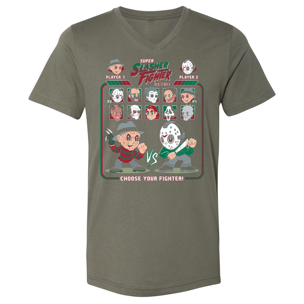 Unisex V-Neck T-Shirt - 73X137DC - Military Green - 10