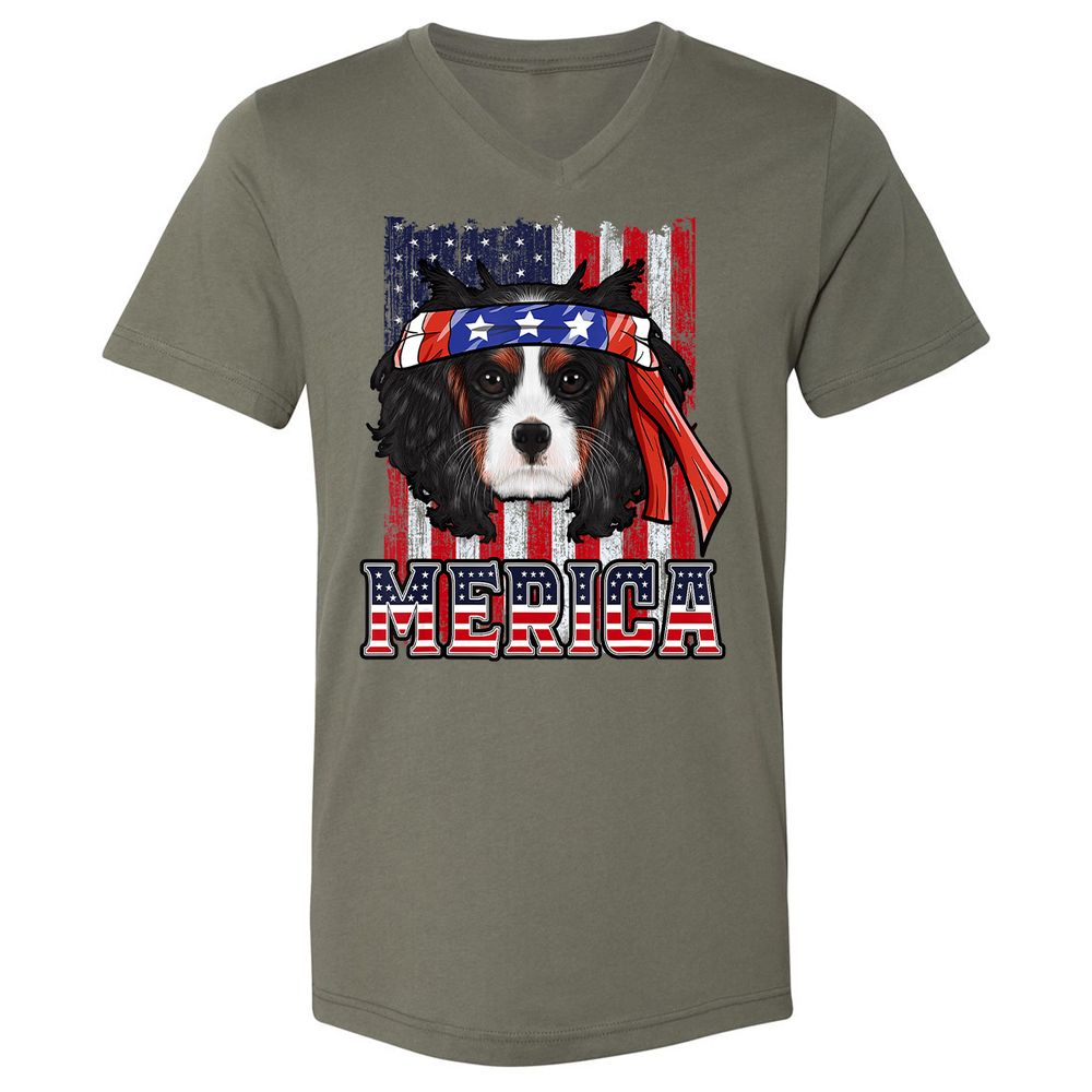 Unisex V-Neck T-Shirt - PRX98J7N - Military Green - 10