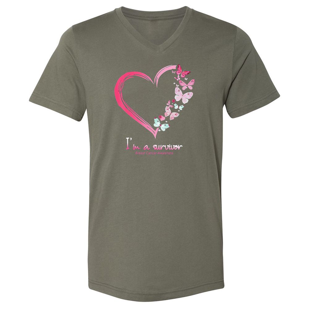 Unisex V-Neck T-Shirt - BWBBQZCD - Military Green - 10