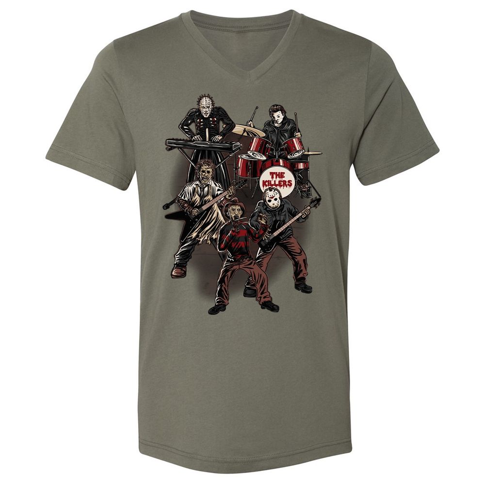 Unisex V-Neck T-Shirt - GZSWG9F3 - Military Green - 10