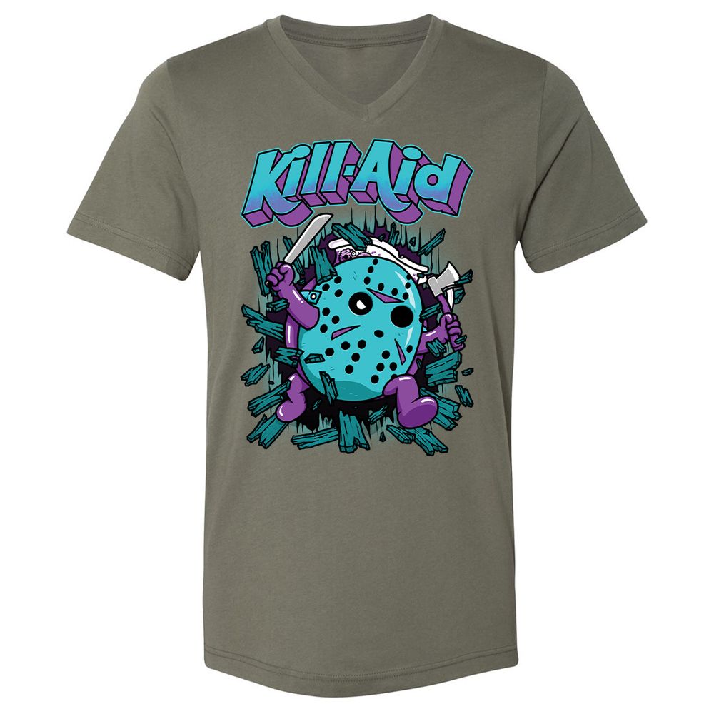 Unisex V-Neck T-Shirt - QASJDGSZ - Military Green - 10