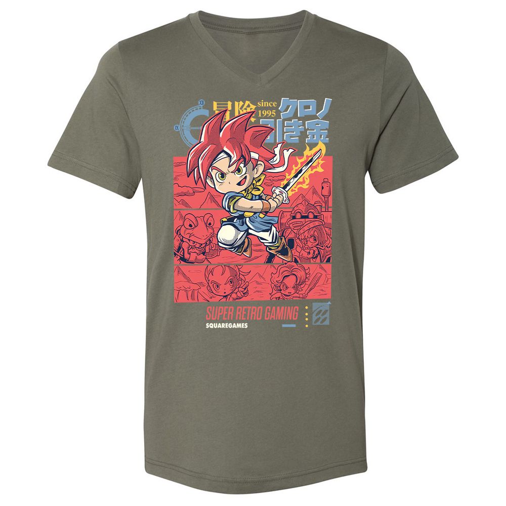 Unisex V-Neck T-Shirt - W85UQ4VY - Military Green - 10