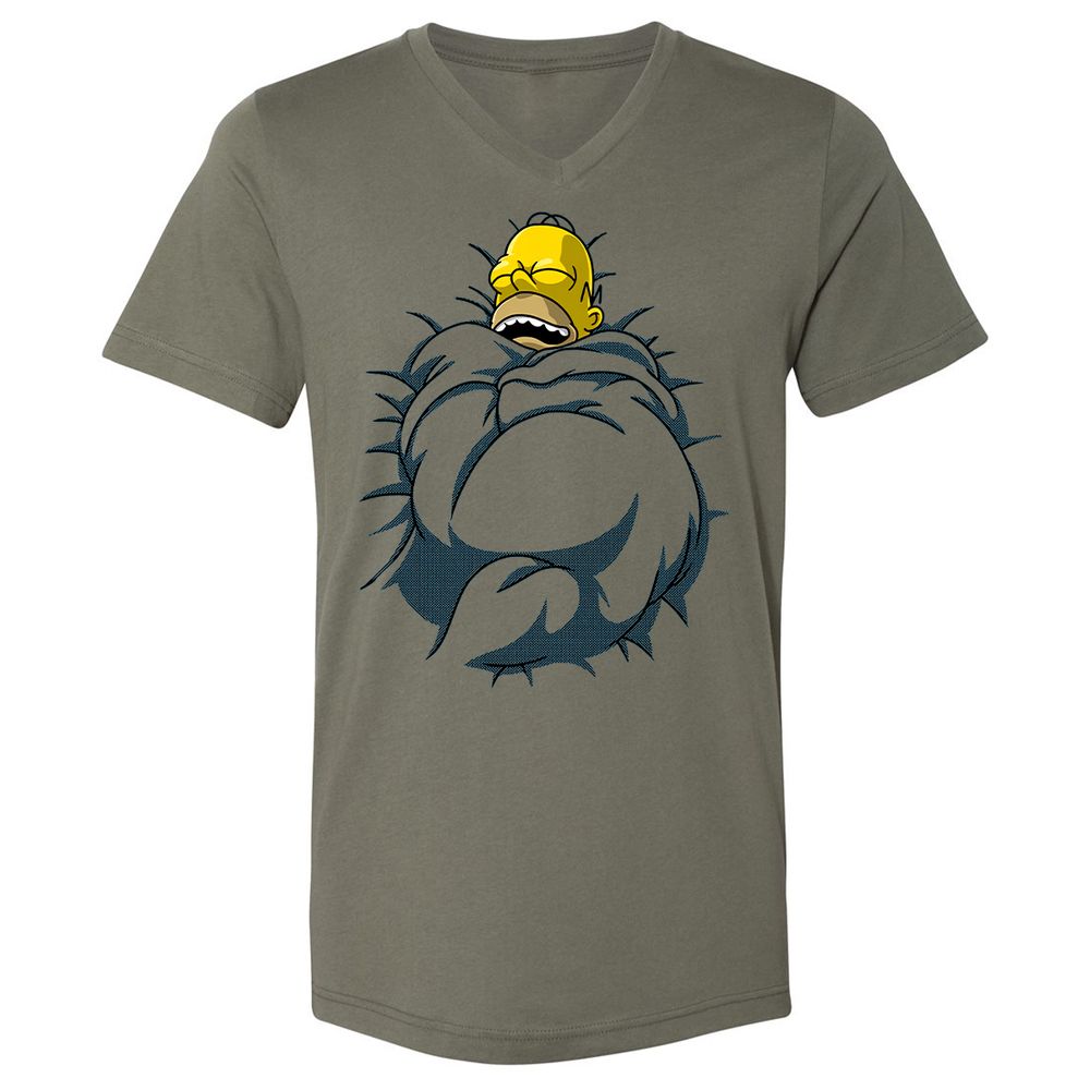 Unisex V-Neck T-Shirt - KXZJJ9PL - Military Green - 10