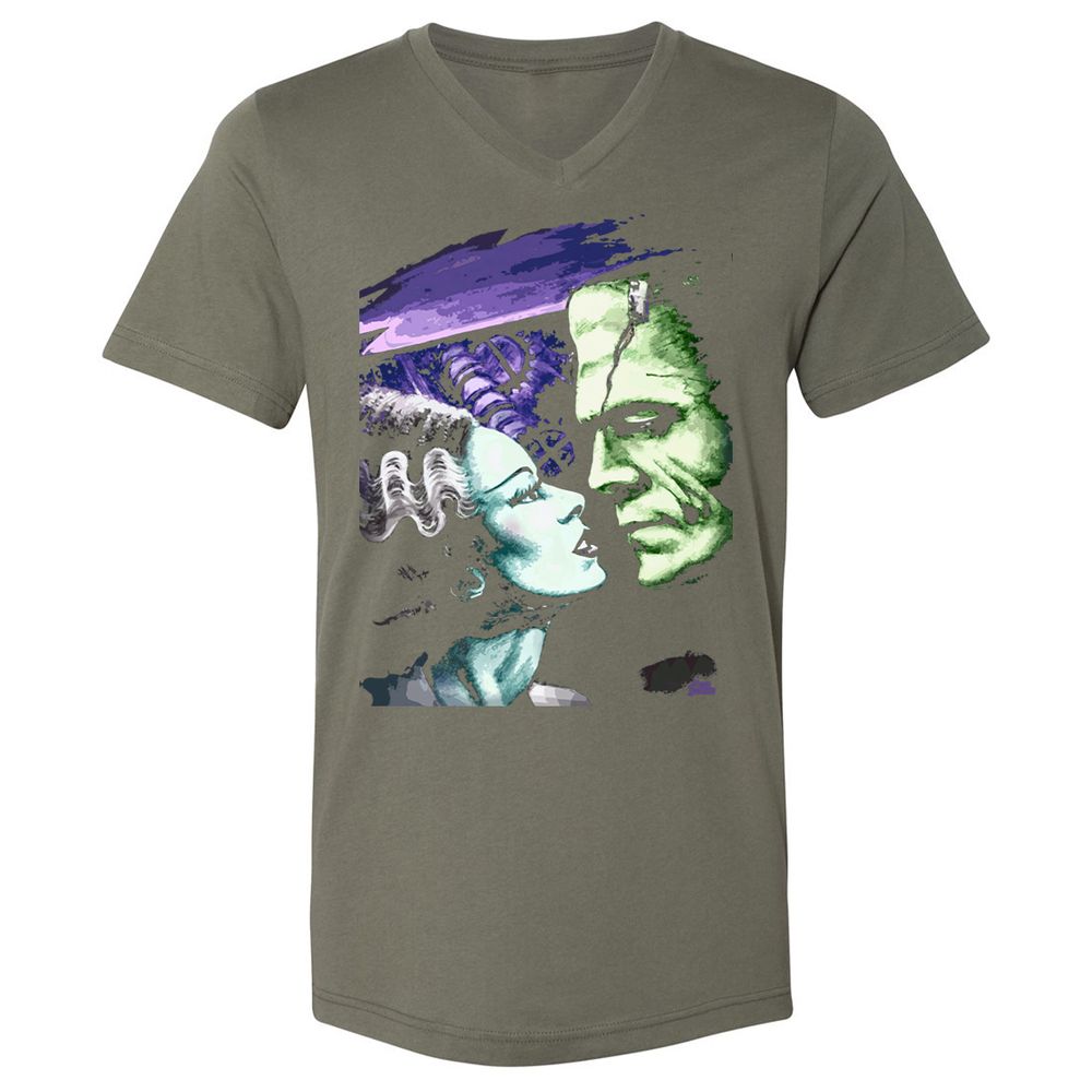 Unisex V-Neck T-Shirt - 8FCJXLRW - Military Green - 10