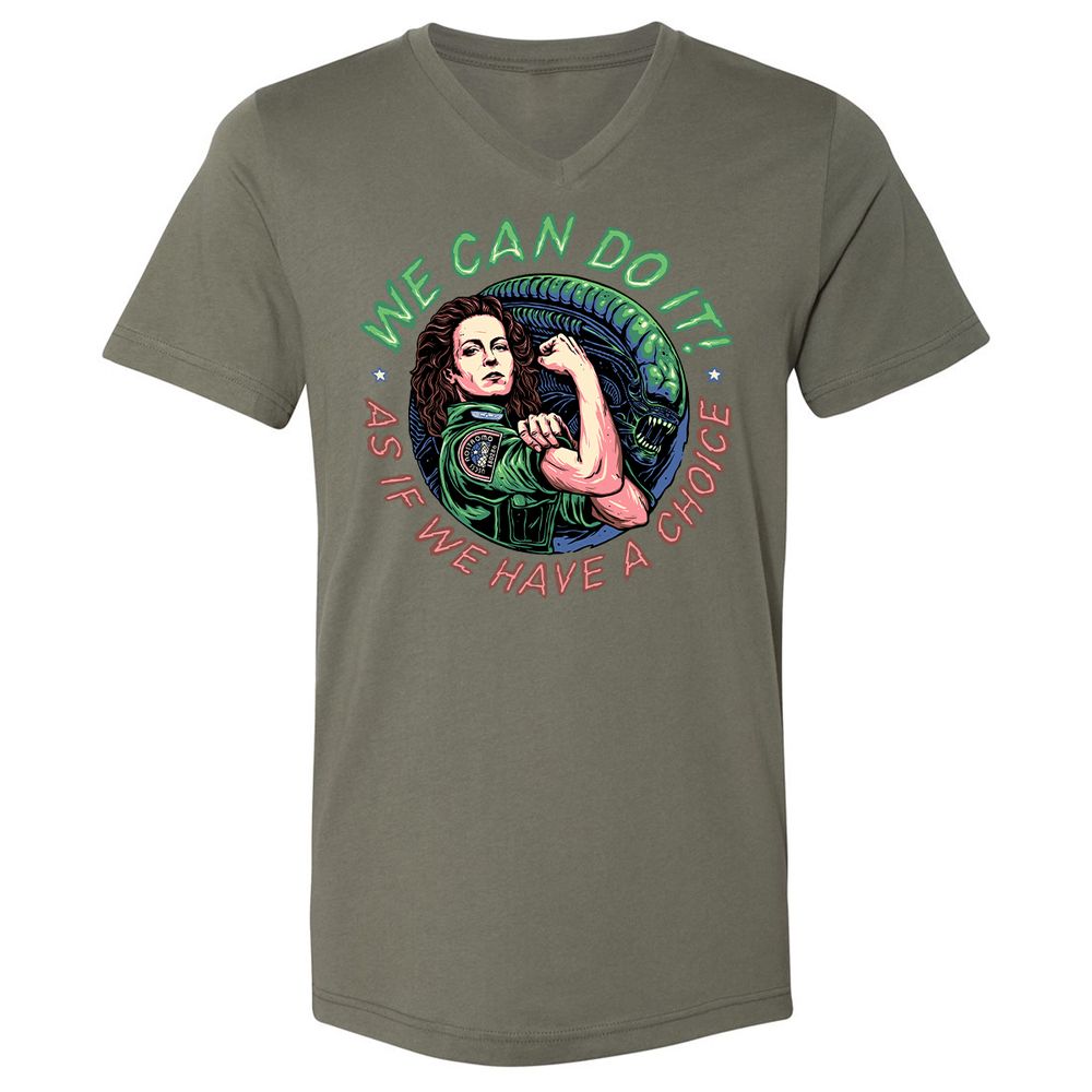 Unisex V-Neck T-Shirt - C7YYFLEB - Military Green - 10