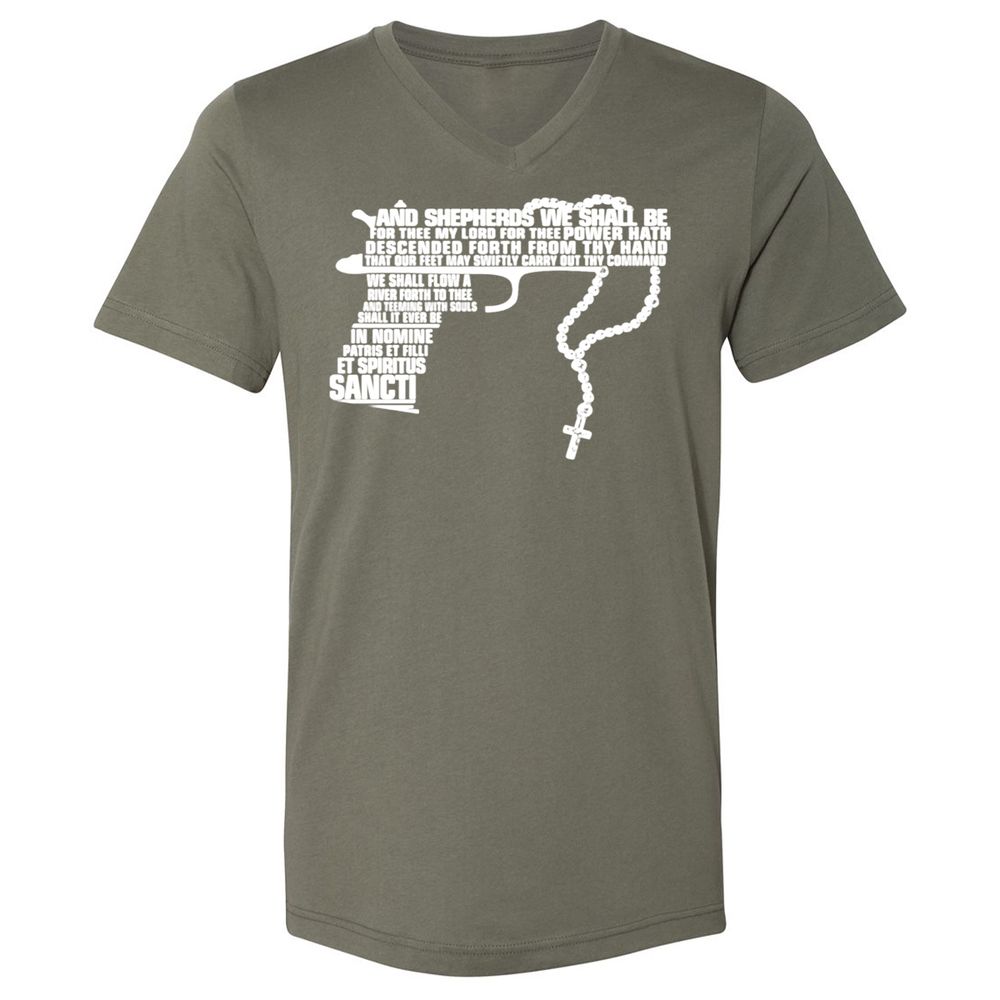Unisex V-Neck T-Shirt - 41C1GSBZ - Military Green - 10