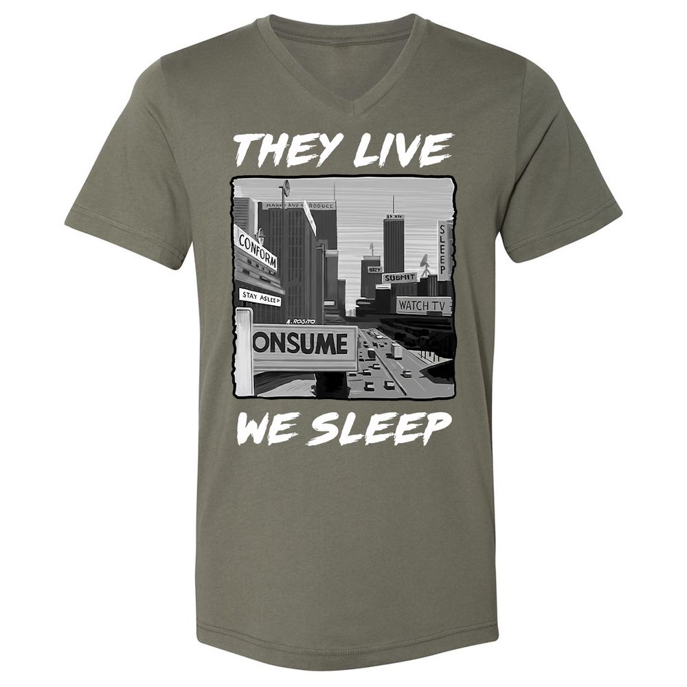 Unisex V-Neck T-Shirt - BELRJUTB - Military Green - 10
