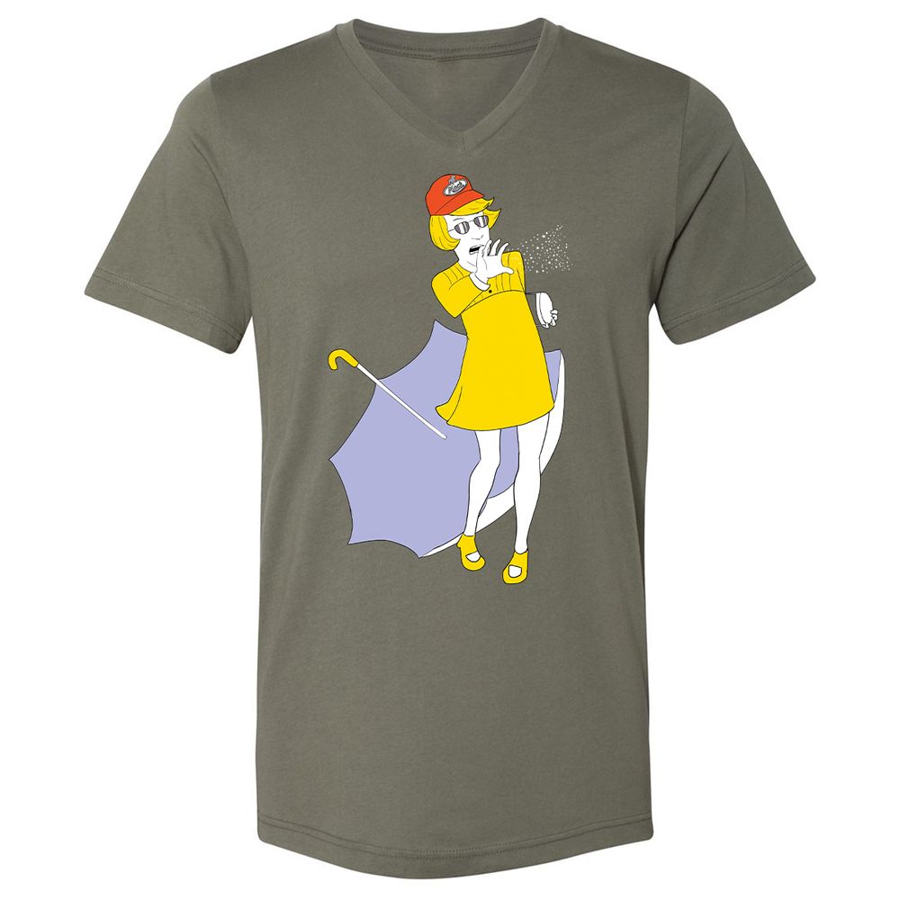 Unisex V-Neck T-Shirt - 5D4HQNTJ - Military Green - 10