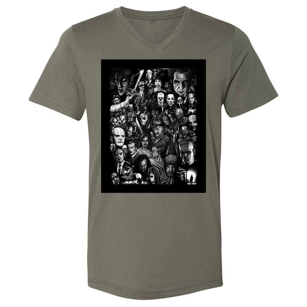 Unisex V-Neck T-Shirt - 6T2HHNBZ - Military Green - 10