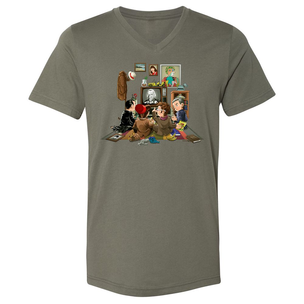 Unisex V-Neck T-Shirt - XZ6L4SJY - Military Green - 10
