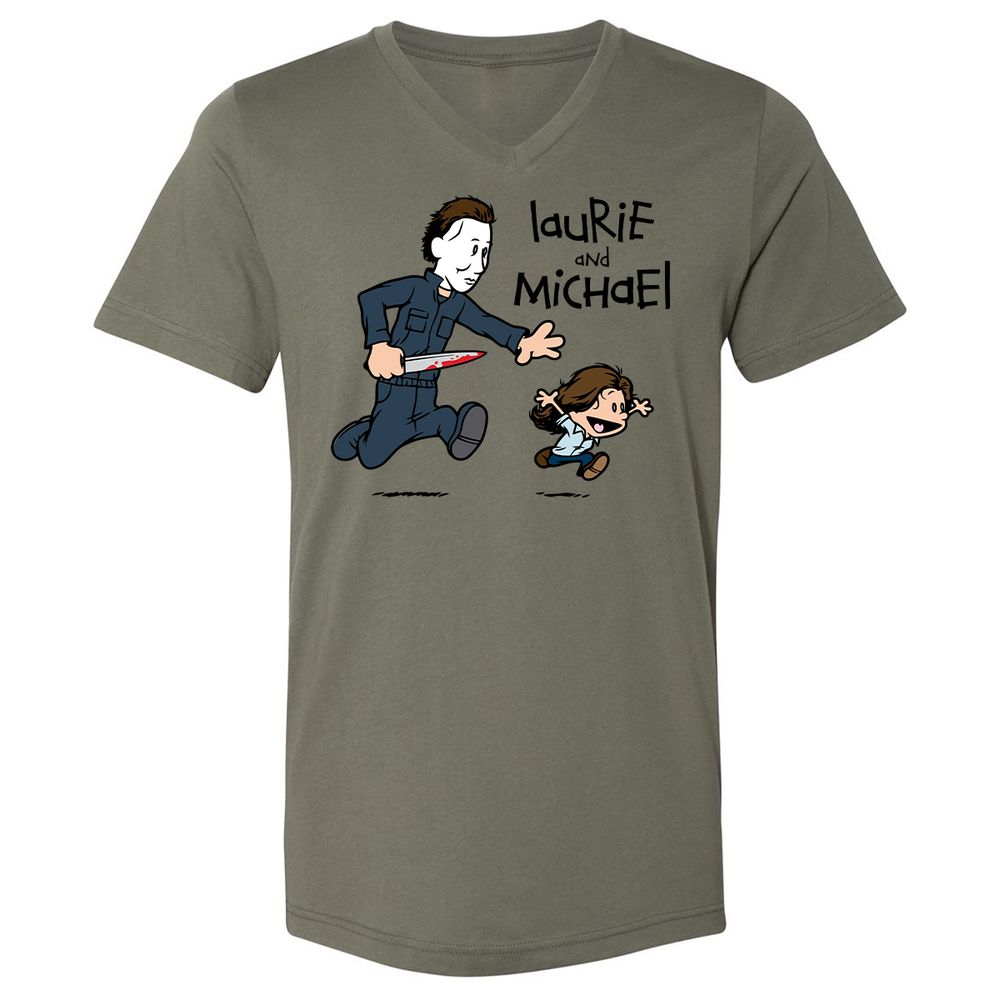 Unisex V-Neck T-Shirt - XHG1KLZC - Military Green - 10