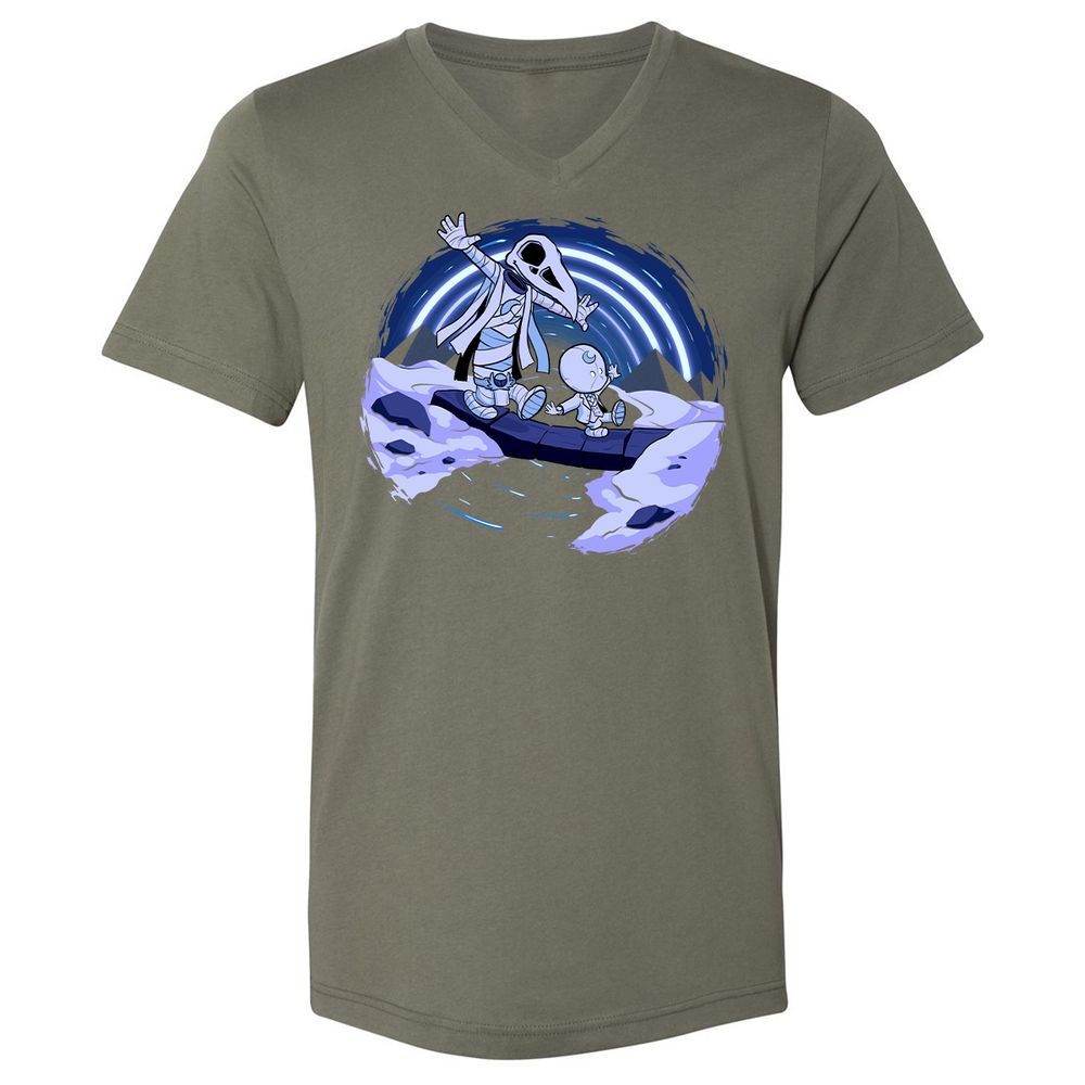 Unisex V-Neck T-Shirt - PRNJDBSZ - Military Green - 10