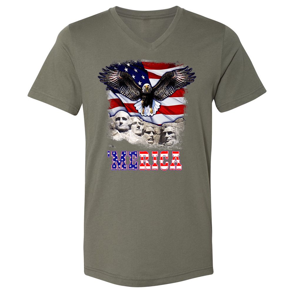Unisex V-Neck T-Shirt - Q77MXCMQ - Military Green - 10