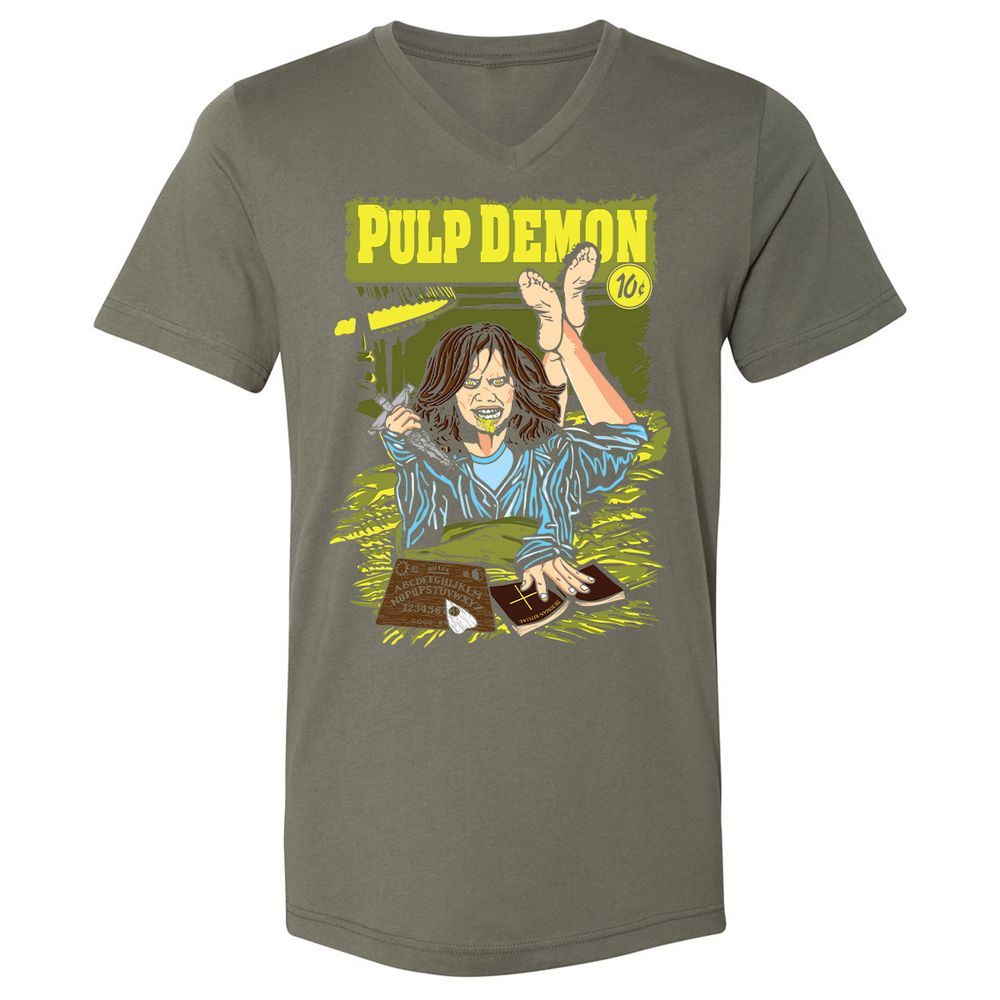 Unisex V-Neck T-Shirt - 51NCX2B6 - Military Green - 10