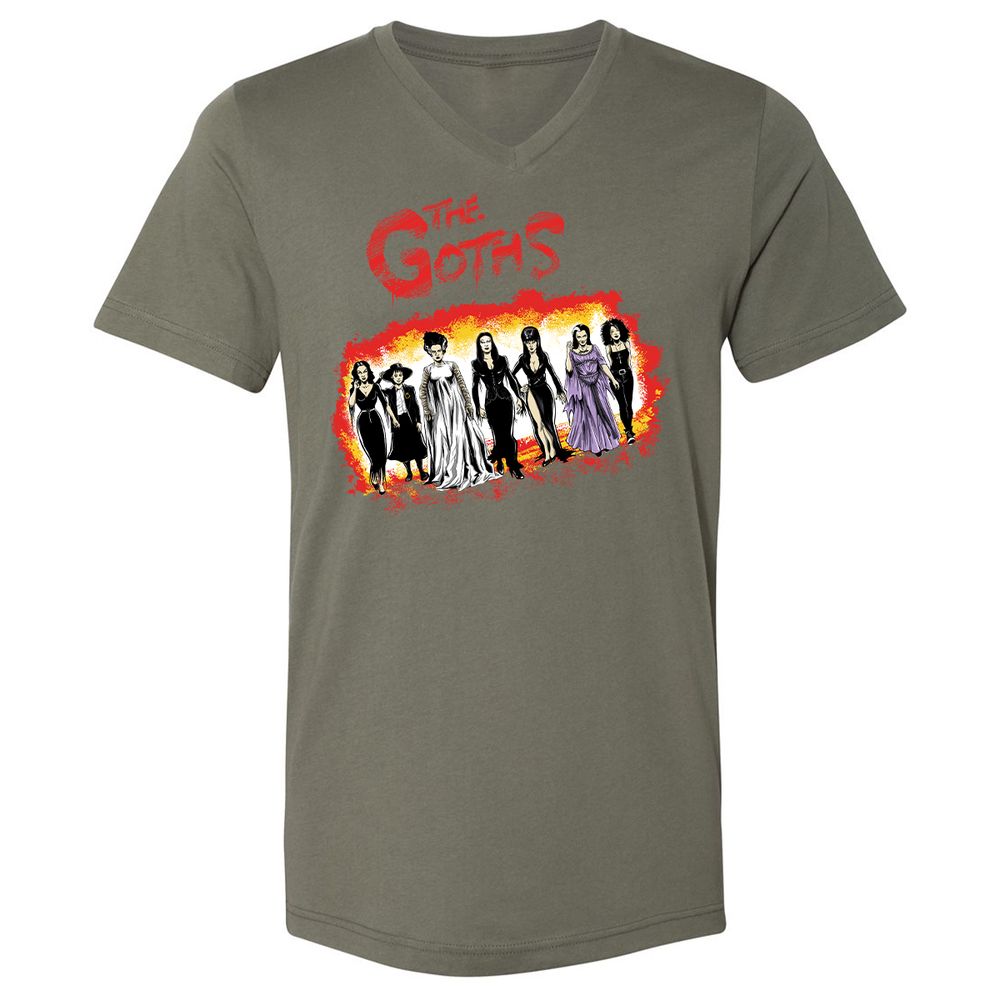 Unisex V-Neck T-Shirt - B7JH9KRL - Military Green - 10