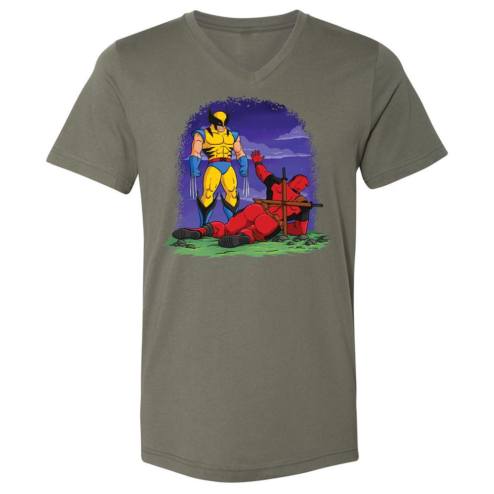 Unisex V-Neck T-Shirt - FG8WXZWB - Military Green - 10