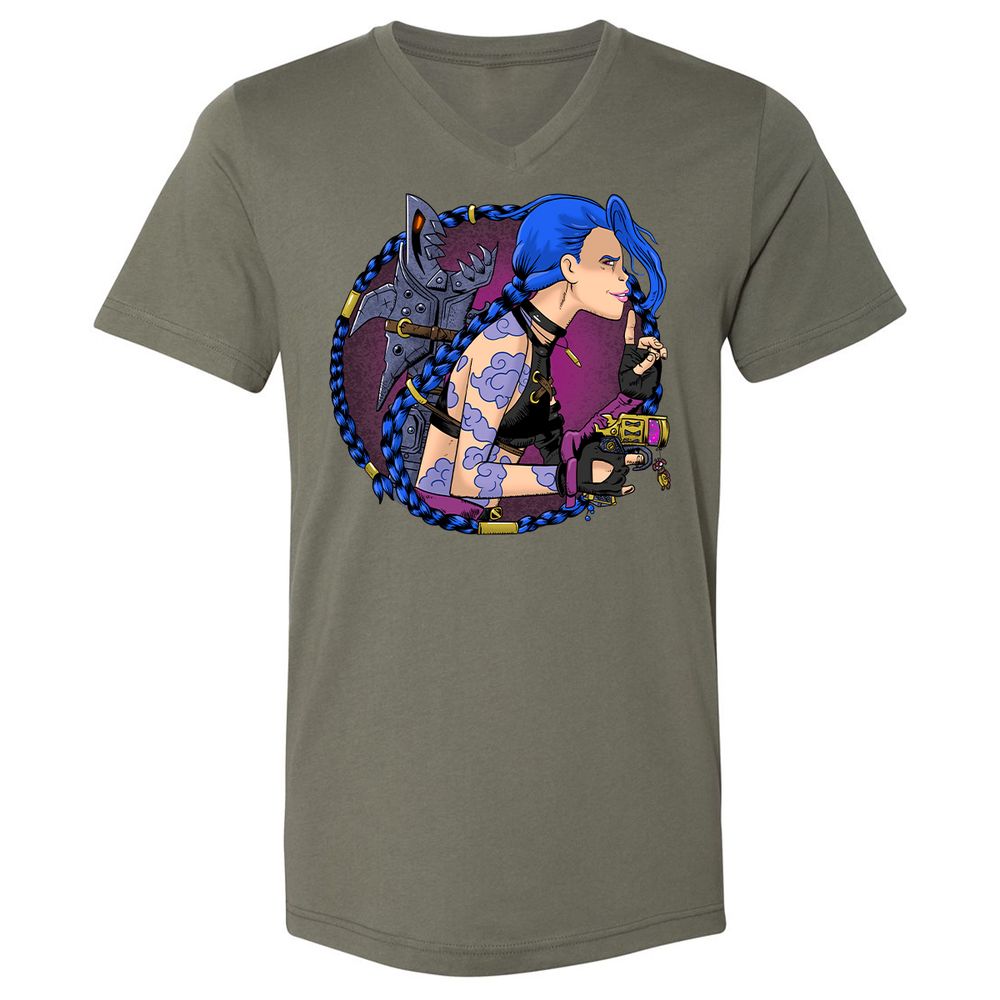 Unisex V-Neck T-Shirt - JU1JJMX5 - Military Green - 10