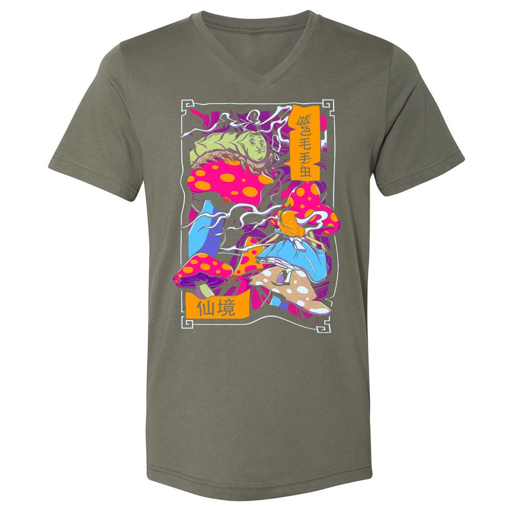 Unisex V-Neck T-Shirt - 3CE1Q7VT - Military Green - 10
