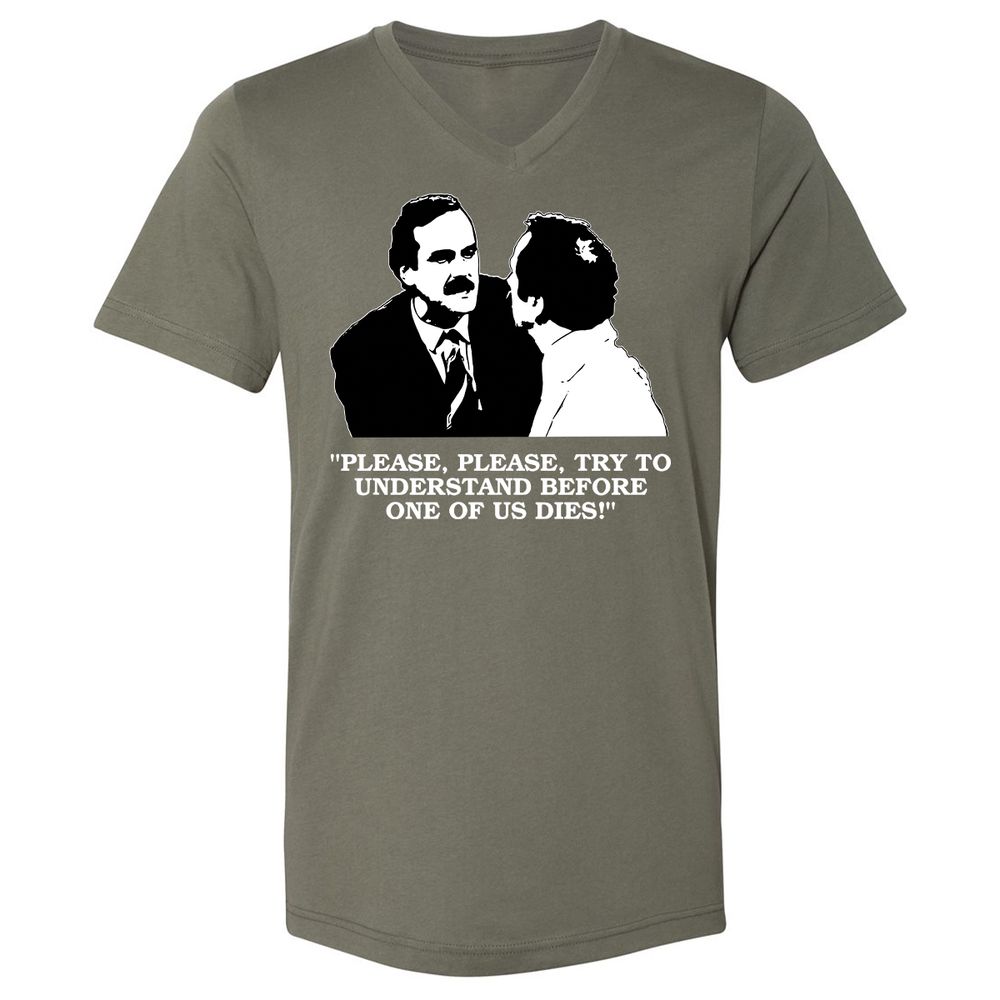 Unisex V-Neck T-Shirt - C82D5U26 - Military Green - 10