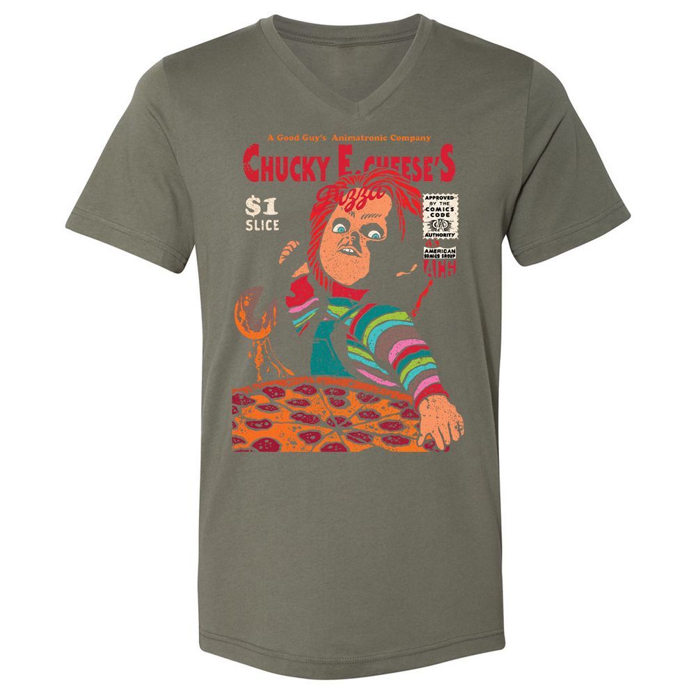 Unisex V-Neck T-Shirt - ZA5TBDM3 - Military Green - 10