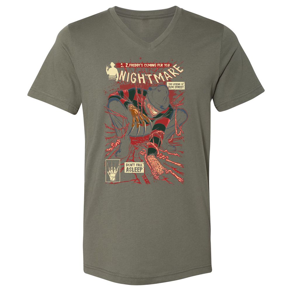 Unisex V-Neck T-Shirt - QS47BQ7H - Military Green - 10
