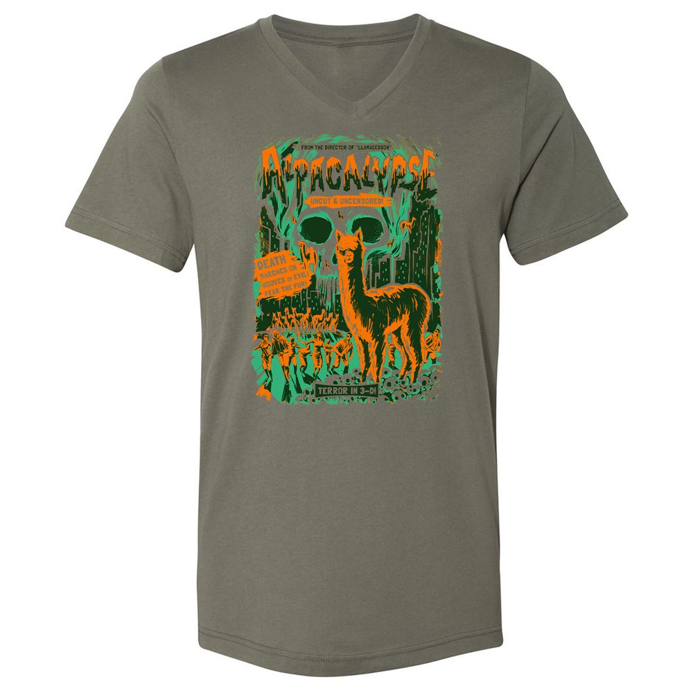 Unisex V-Neck T-Shirt - ASVZRE4L - Military Green - 10