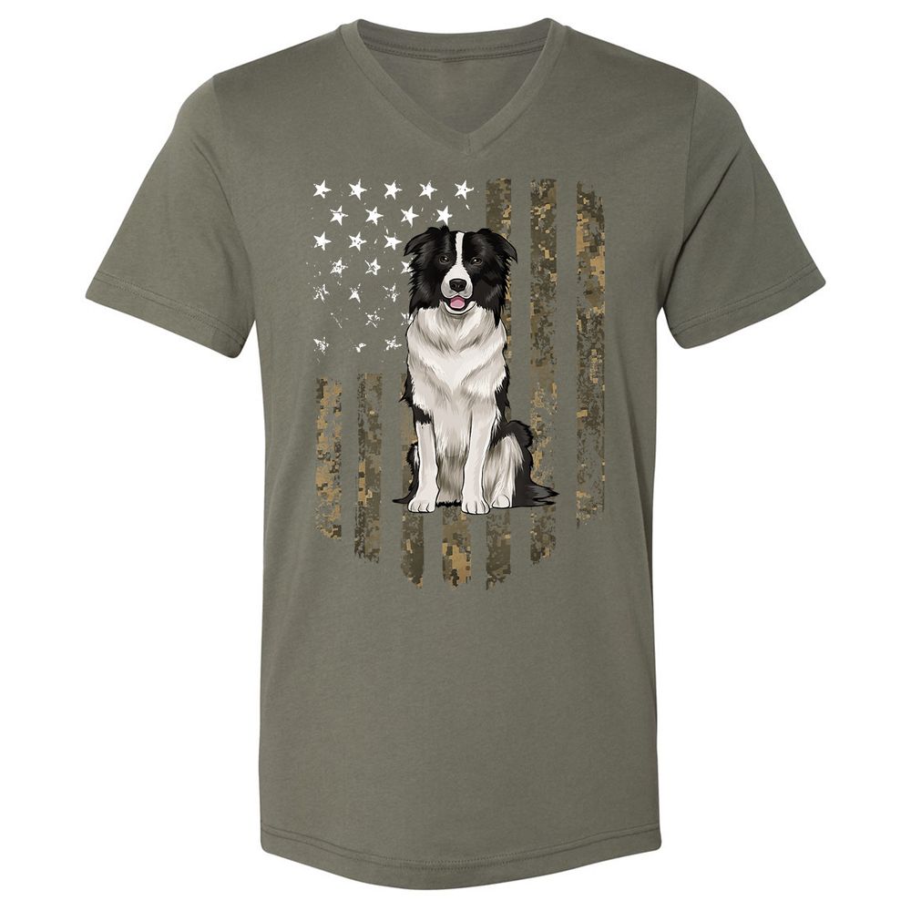 Unisex V-Neck T-Shirt - CMHFVAAW - Military Green - 10