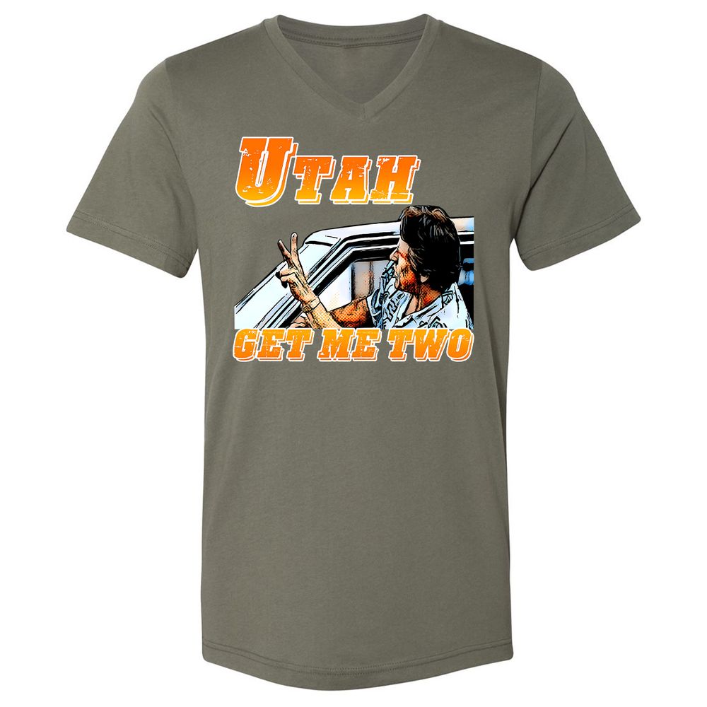 Unisex V-Neck T-Shirt - BWPN94XJ - Military Green - 10