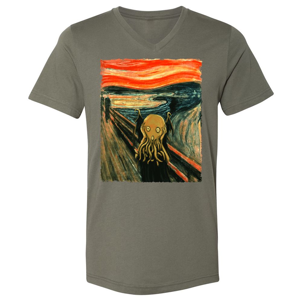 Unisex V-Neck T-Shirt - VQBQP7LZ - Military Green - 10