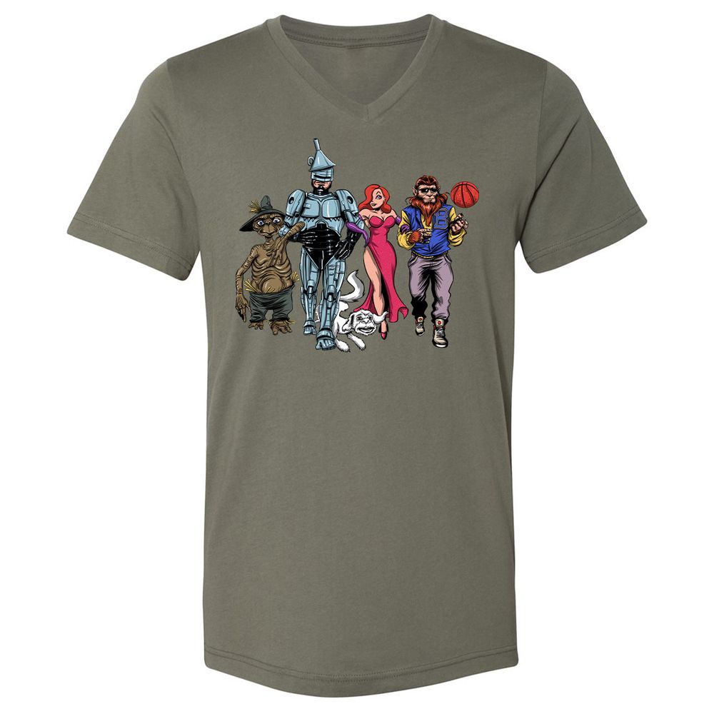 Unisex V-Neck T-Shirt - WKZJNMUW - Military Green - 10