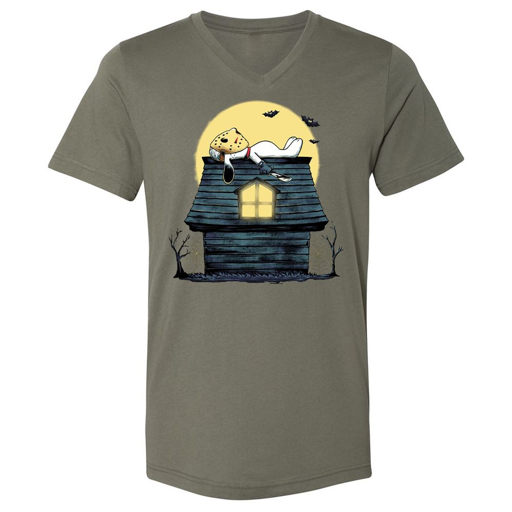 Unisex V-Neck T-Shirt - 4BKGKZSN - Military Green - 10