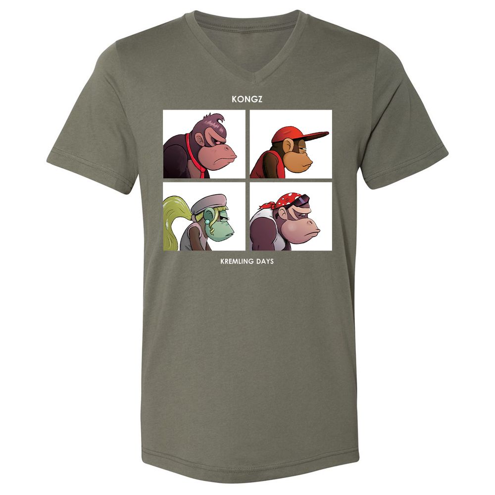 Unisex V-Neck T-Shirt - N695K2RH - Military Green - 10