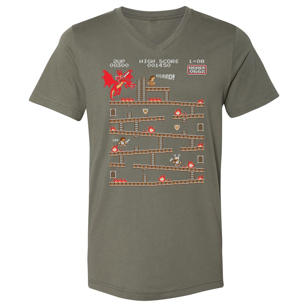 Unisex V-Neck T-Shirt - YJNM7NTU - Military Green - 10