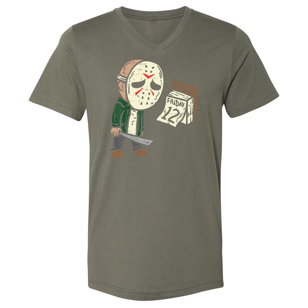 Unisex V-Neck T-Shirt - W1U9XN6D - Military Green - 10
