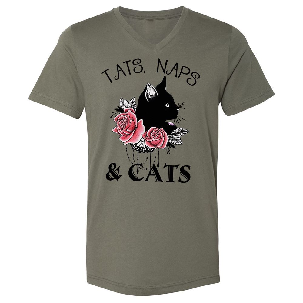 Unisex V-Neck T-Shirt - 8CW9JD1E - Military Green - 10