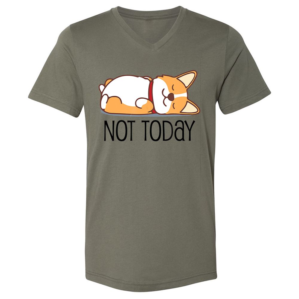 Unisex V-Neck T-Shirt - X984QRCB - Military Green - 10