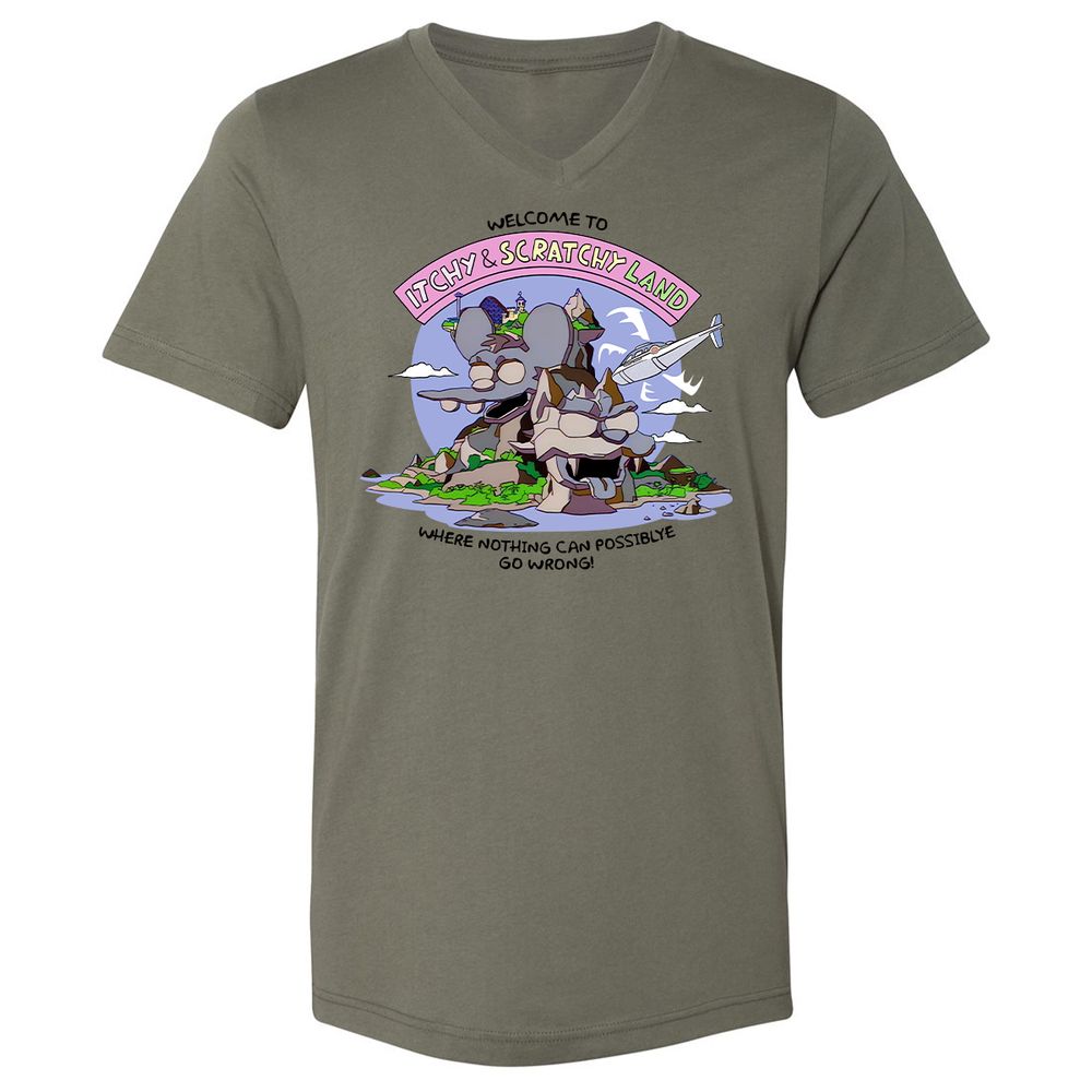 Unisex V-Neck T-Shirt - H6RRC4M5 - Military Green - 10